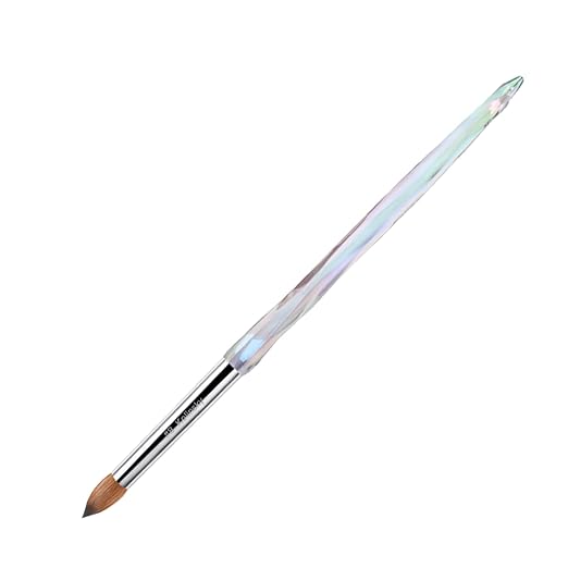 Kolinsky Crimped Acrylic Nail Brush for Acrylic Powder and EMA Monomer Application, Made for Professional Nail Technicians and Beginner Nail Students, Size #8