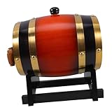 TOBBOMEY Barril de Madera Pequeño con Grifo y Soporte Barrica para Whisky y Vino Dispensador Práctico para Bares Fiestas y Decoración Color Negro Marrón