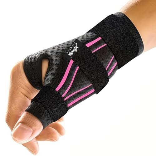 Image of Xfinity Fitness Thumb Spica Splint with Wrist Support for Men & Women | Adjustable Thumb Brace for CMC & MCP Joint Stability | Breathable Wrist & Thumb Support for Tendonitis, Sprain & Recovery (Pink,Black)