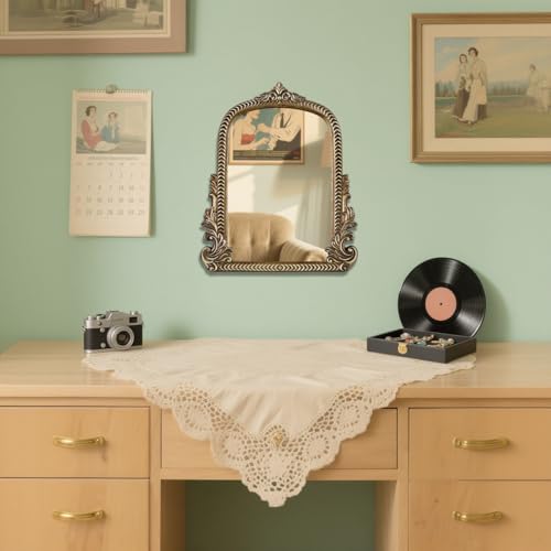Espejo arqueado vintage para tocador 9.5 x 11.6 pulg miniatura 3
