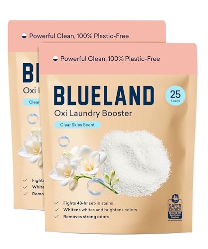 BLUELAND Oxi Laundry Booster Powder Refill 2-Pack, Clear Skies Scent, 50 Loads, 35.2 oz,...