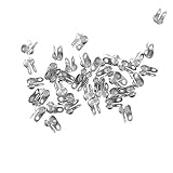 HOUSWEETY Stainless Steel Jewelry Finding 50pcs Silver Tone Calottes End Crimps Beads Ball Chain Con