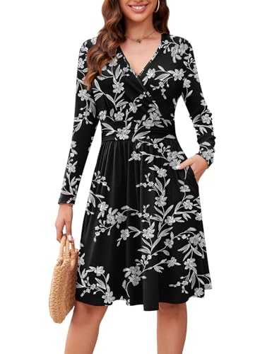 Actcat V-Ausschnitt Pullover Kleid Langarm Casual Kleider Herbst Kleid...