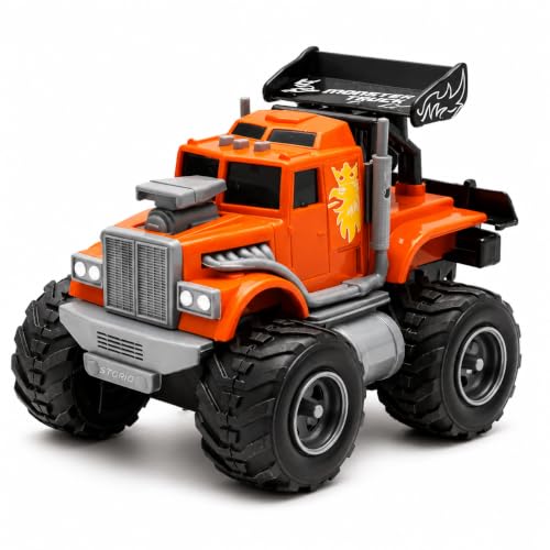 Image of Storio Monster Truck City Service Friction Car Toy | Push & Go Monster Truck with Lights & Sounds | Battery-Free Toy Vehicle for Kids Boys & Girls | Random Colour