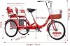 ZWQOZ 20 Inch Foldable Double Chain Tricycle for Adult, Heavy Duty Safe 3-Wheel Bike with Back Seat and Basket, Height-Adjustable for 140-180Cm Seniors, Women, Men,Red(Color:Black) #4
