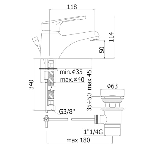 Miscelatore Lavabo Nettuno Paffoni C/Piletta 1"1/4 - 3