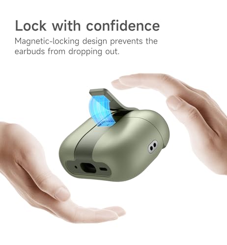 Image of SURITCH for AirPods Pro 2 / Pro Case, Magnetic Lock Bumper Cases Compatible with Airpods Pro 2nd / 1st Generation, Rugged Protective Cover with Stylish Hanging Lanyard Cases for Women Men, Green