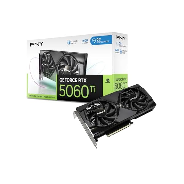 PNY GeForce RTX™ 5060 Ti GPU overclockeada Doble Ventilador DLSS 4 16GB