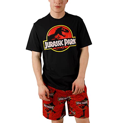 Bioworld Jurassic Park Logo Men's Crew Neck Short Sleeve Tee & Lounge Shorts Combo Set