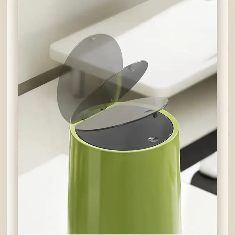 OLDA 4L Mini Countertop Trash Can, Waste Can with Press Type Lid, Countertop Wastebasket, Counter Garbage Lint Bin for Bathroom, Office, Kitchen, Desk, Coffee Table (Green) 2