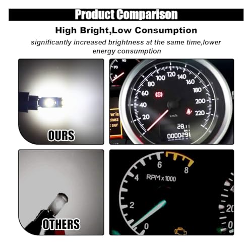 Image of GLSOWEE T5 LED Bulbs, 74 73 37 2721 LED Bulb 12 Volt Replacement, White | 3030 SMD Bright Canbus Error-Free, Fit for Auto Car Gauge Cluster Dashboard Light Bulb Instrument Panel Indicator Lights Lamp