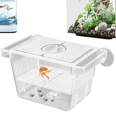 Ssguopte Fish Breeding Box, Transparent Insulated Plastic Aquarium Breeder, 5x3x3" Detachable, Ideal for Fish, Shrimp