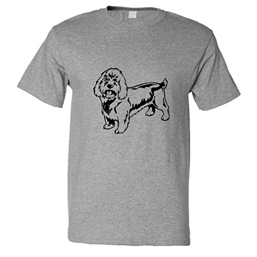 Custom Funny Graphic T Shirts for Men Basset Griffon Vendeen, Petit Black Cotton Top Oxford Grey Design Only 2X Large