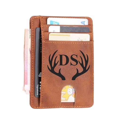 Personalized Slim Leather Wallet for Men - Men wallet - Engraved Slim Leather Wallet - Slim Minimalist Front Pocket RFID Wallet - Valentine's Day Gift For Him - Fathers Day Gifts for Men