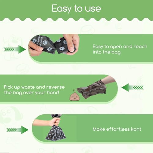 Miayical Hundekotbeutel 300 Tüten/20 Rollen, Auslaufsichere Kotbeutel mit Spender, Müllbeutel für Hunde, Biologisch Abbaubare Hundekotbeutel, Auslaufsicher, Extra groß, Wasserfest, Reißfest, Schwarz