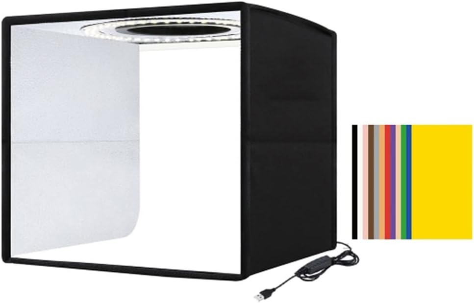 Mini Photo Studio Box Photography Studio Lightbox LED DSLR Photography Shooting Tent Box Kit & 12 Colors Background Paper (D 250 * 250 * 250mm)