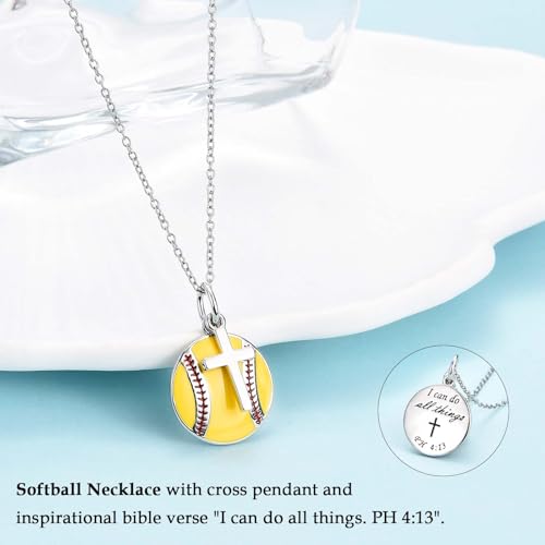 Softball Soccer Volleyball Basketball Baseball Necklace for Girls, Teen Girl Trendy Sports Stuff Accessories Cross Neckalce Jewelry Birthday Christmas Valentines Easter Baptism Graduation Gifts2