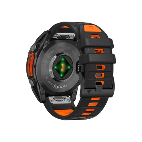 26mm 22mm 2�F�������V���J�Q���x���g�ɓK������Garmin Fenix 8 7X 6X 5 5X/Epix Pro 47mm 51mm/Enduro 3(Black Orange,QuickFit 22mm)