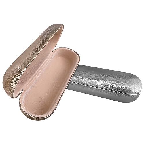 Image of Metal Hard Shell Glasses Case - Lightweight Glasses Case Unisex Eye Glass Case 2 Pack For Travel, Study, Work