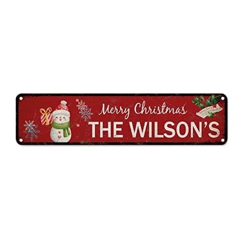 Plaque en métal Merry Christmas bonhomme de neige de 61x15.2 cm