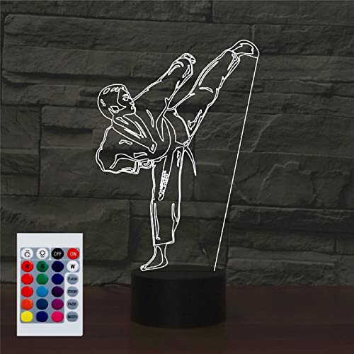 SUPERHONGJIHAO Night Light for Kids 3D Karate Taekwondo Led Lamp with Remote Control 16 Color Changing Xmas Birthday Gift for Child