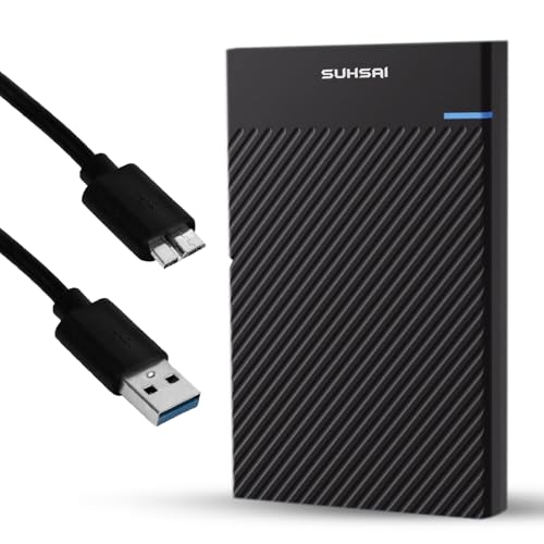 SUHSAI Externe Festplatte, 500 GB, USB 3.0, tragbare HDD, Hochgeschwindigkeits-Plug&Play-Speicher für Laptop, PC, Mac, Desktop und Spielekonsolen, kompaktes, leichtes Design für Datensicherung