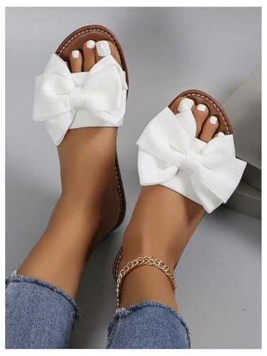 MakeMeChic Women's Bow Sandals Summer Beach Cute Flats Slides Slippers2