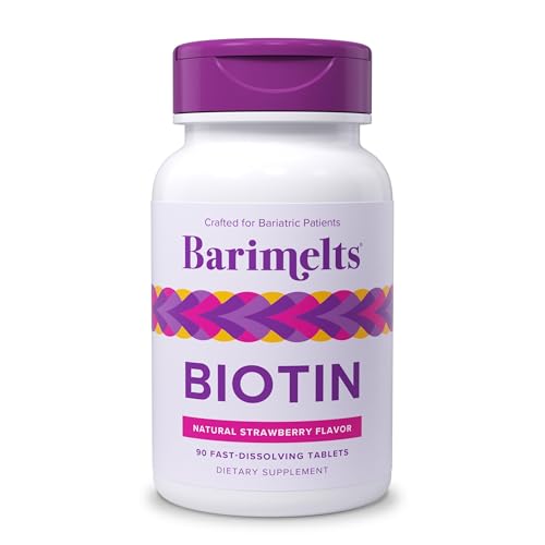 BariMelts Biotin 5000mcg 90 Fast-Dissolving Tablets (3-Month Supply) Sugar-Free Bariatric Vitamins for Women Natural Strawberry Flavor
