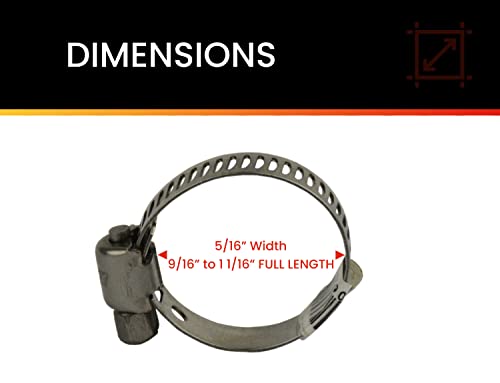 Pro Tie 33883 Sae Size 10 Range 9/16" To 1-1/16" Mini All Stainless Hose Clamp, 50 Pack, #TOP1
