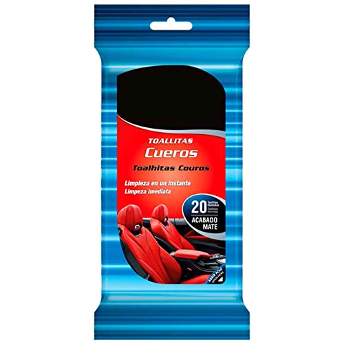 AC - Toallitas Especial Para cuero - Perfume Miel- Acabado Mate- Limpieza en un instante - Incluye 20 Toallas.