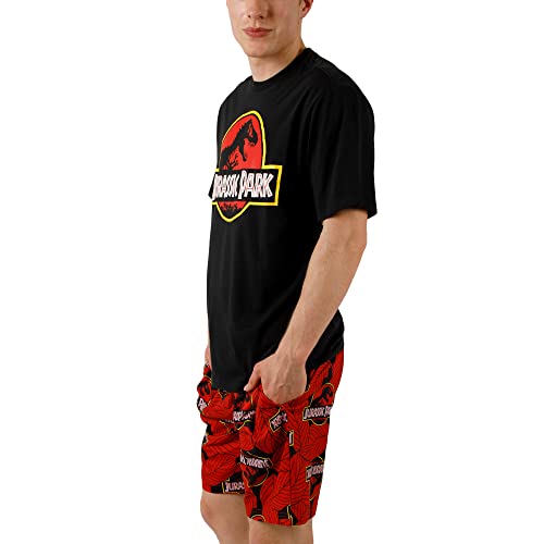 Bioworld Jurassic Park Logo Men's Crew Neck Short Sleeve Tee & Lounge Shorts Combo Set2