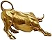 Lizipai Feng Shui Fortune Brass W Street Bull Statue, Sculpture Home Decoration Golden Copper Bull Represents Good Luck of Career and Wealth