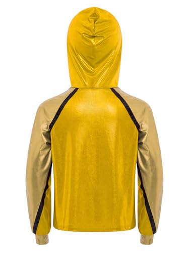 YiZYiF Kids Girls Boys Metallic Hoodies Long Sleeve Hooded Jacket For Jazz Dance Sports Workout2