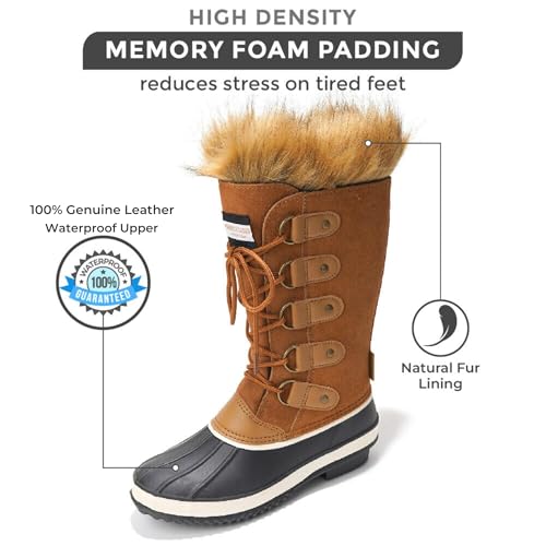 Project Cloud Womens Snow Boots - Genuine Leather Memory Foam Insole Fur Mid-Calf Winter Snow Boots for Women Footwear - Lightweight Non-Slip Outdoor Shoes (Ventura)2