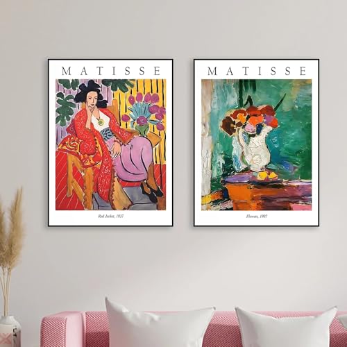 Estampe abstraite d'Henri Matisse La Fenêtre poster Veste rouge 2 pièces salon