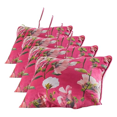 Image of SOIREE - Luxury Floral Pink Cushion (43 x 43cm) - Reversible with 2 Colours and Filling - Botanical Design - Matching Bedding Available (Pack of 4)