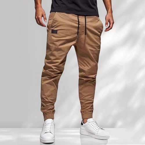 Mens Jogger Pants Lightweight Casual Cotton Drawstring Cargo Pants Hiking Outdoor Twill Track Jogging Sweatpants2