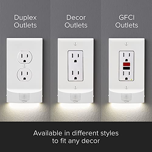 2 Pack - SnapPower MotionLight [for Duplex Outlets] - Motion Detecting LED Night Lights Built-in to Wall Plate - Bright/Dim/Off Options - Auto On/Off Sensor - (Duplex, White) - Thumbnail 5