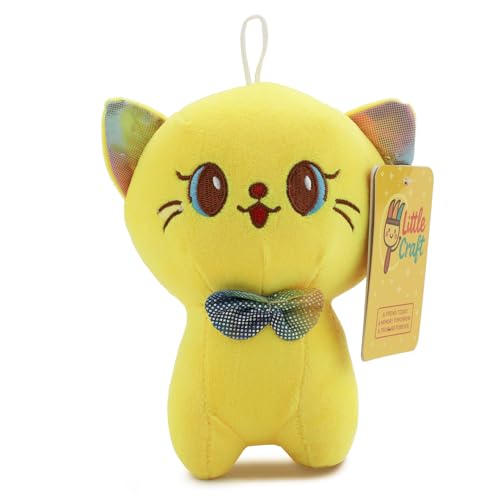 Image of Yellow Bow Cat Soft Toy for Kids with Cute Hug-Friendly Plush for Babies, Toddlers & Children Safe, Lightweight & Easy to Clean (22CM)