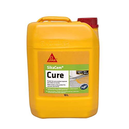 SIKA - Produit de cure pour béton et mortier - SikaCem Cure Blanc - Sol/Façade - Empêche l'évaporation de l'eau - Protège le béton - Limite le risque de fissures - S'applique au pulvérisateur - 10L