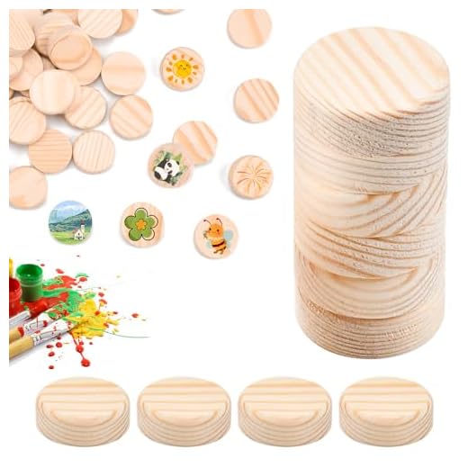 SLTAXAR 60 PCS Redondas de Madera Inacabados 30mm, Discos de Madera Natural de 10MM Grosor, Rebanadas Redondas de Pino, Rodajas de Madera Redondo, Circulos de Madera para DIY Decoración Manualidades