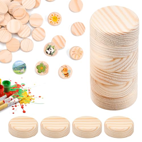 SLTAXAR 60 PCS Redondas de Madera Inacabados 30mm, Discos de Madera Natural de 10MM Grosor, Rebanadas Redondas de Pino, Rodajas de Madera Redondo, Circulos de Madera para DIY Decoración Manualidades