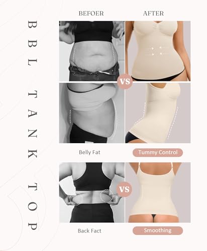 Image of FeelinGirl Womens Tank Top Shapewear Tummy Control Tops Slimming Cami Tank Seamless Compression V Neck Camisole