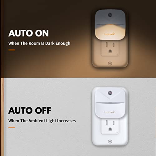 LED Night Light, Lights Plug into Wall with Dusk-to-Dawn Sensor, Automatically Turn on and Off,Night Light for Kids,Bedroom,Bathroom,Stairs,Warm White, 6 Packs - Image 3