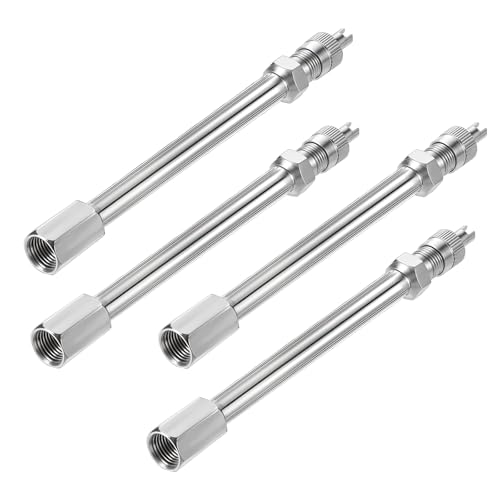 Image of 4 Pcs 4.3 Inch Valve Stem Extension, 110 mm Wheel Tire Valve Extension Long Brass Universal Tire Stem Extender for Car, Motorcycle, Truck, Bike (Silver)