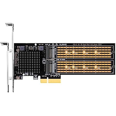 GLOTRENDS PA20 Dual M.2 NVMe to PCIe 3.0 X4 Adapter with PCIe Bifurcation Function, Support 22110/2280/2260/2242/2230 Size Cover