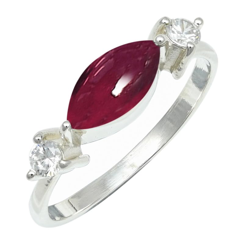 Edelstein Ring silberplattiert für Damen und Herren stilvoll alle Größen Geschenkidee handgefertigter Schmuck CRG1249AA