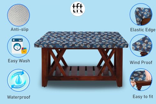 Image of The Furnishing Tree Elastic Rectangular Center Tpoy Table Cover WxL 12x60 in Inches Polyester Floral Pattern Blueish Grey