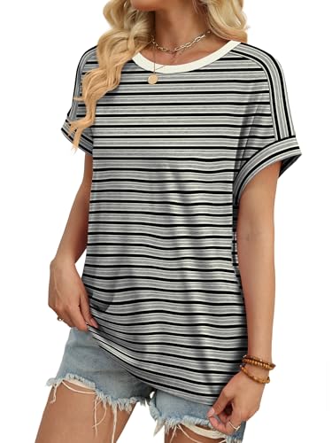 Image of WIHOLL Womens Tops Short Sleeve Shirts Summer Outfits 2026 Spring Dressy Casual Clothes Clothing