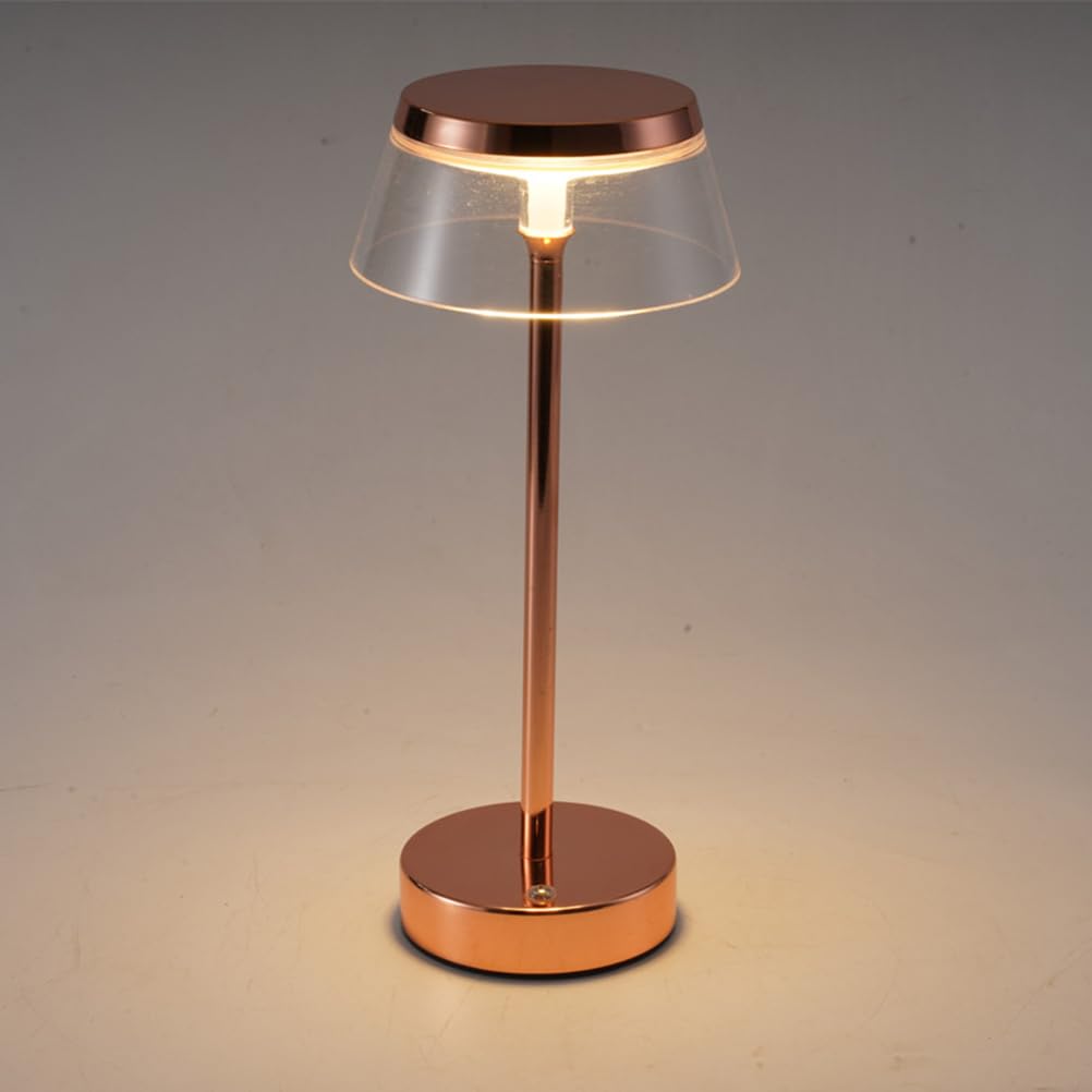 AoLa Lampada da tavolo LED ricaricabile tramite USB Lampada da tavolo senza fili dimmerabile con controllo touch lampada da comodino senza cavi alimentata a batteria per interni ed esterni, oro rosa
